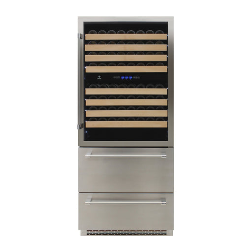 Vinotemp - EL - BWC30TB - S, Vinotemp Connoisseur Series Triple - Zone Wine and 2 Drawer Beverage Cooler, 135 Bottle Capacity, in Stainless Steel - CulinaryProfis