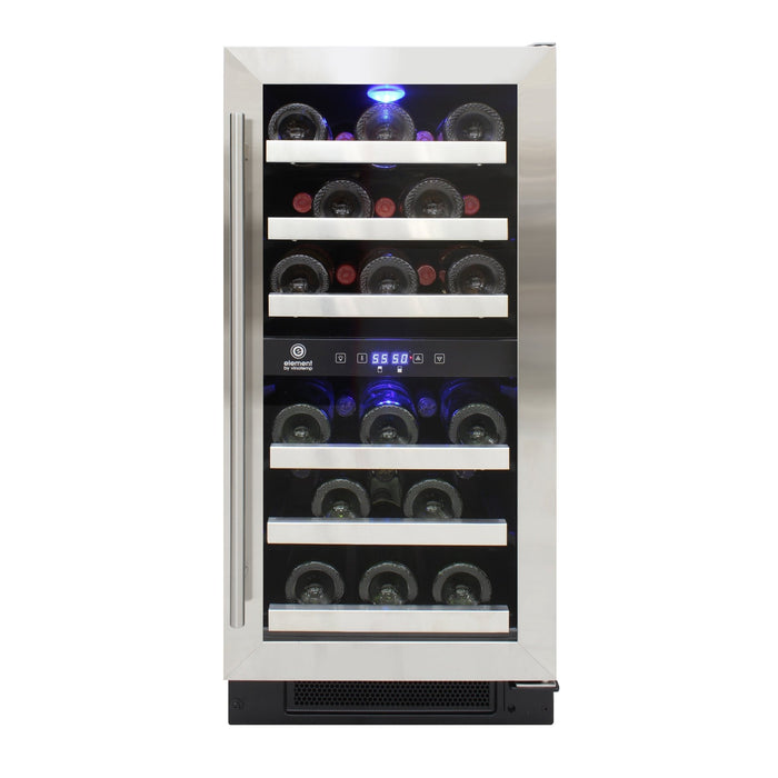 Vinotemp - EL - WCU113 - 03, Vinotemp Connoisseur Series Compact Dual - Zone Wine Cooler, 28 Bottle Capacity, in Stainless Steel - CulinaryProfis