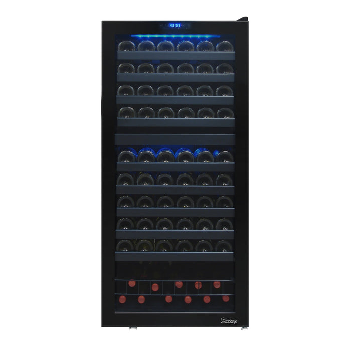 Vinotemp - VT - 122TS - 2Z, Vinotemp Butler Series Dual - Zone Wine Cooler, 110 Bottle Capacity, in Black - CulinaryProfis