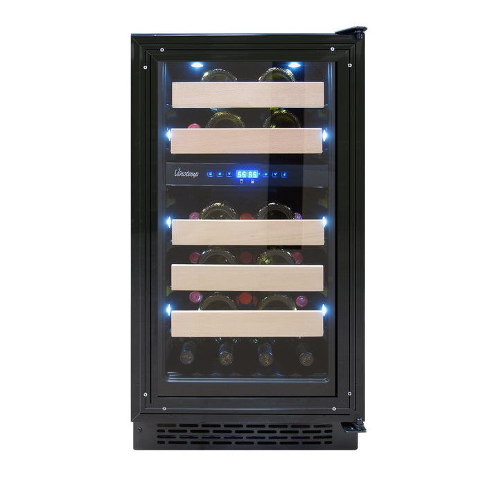 Vinotemp - VT - 18PR28, Vinotemp Private Reserve Series Panel Ready Dual - Zone 18" Wine Cooler, 32 Bottle Capacity, in Black - CulinaryProfis