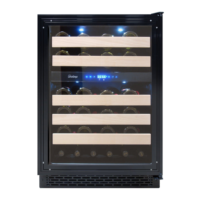 Vinotemp - VT - 24PR46, Vinotemp Private Reserve Series Panel Ready Dual - Zone 24" Wine Cooler, 46 Bottle Capacity, in Black - CulinaryProfis