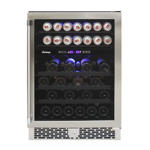 Vinotemp - VT - OUTDR24GD, Vinotemp 24" Outdoor Dual - Zone Wine and Beverage Cooler, 30 Bottle and 84 12 oz Can Capacity, in Stainless Steel - CulinaryProfis