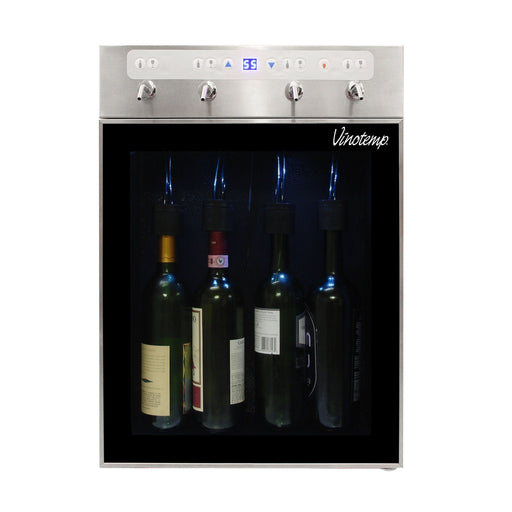 Vinotemp - VT - PRWINEDIS4S, Vinotemp WineSteward Wine Dispenser with Push Button Control, 4 Bottle Capacity, in Stainless Steel - CulinaryProfis