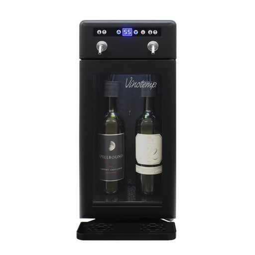 Vinotemp - VT - WD002 - BLK, Vinotemp Wine Dispenser with Drip Tray and Push Button Controls, 2 Bottle Capacity, in Black - CulinaryProfis