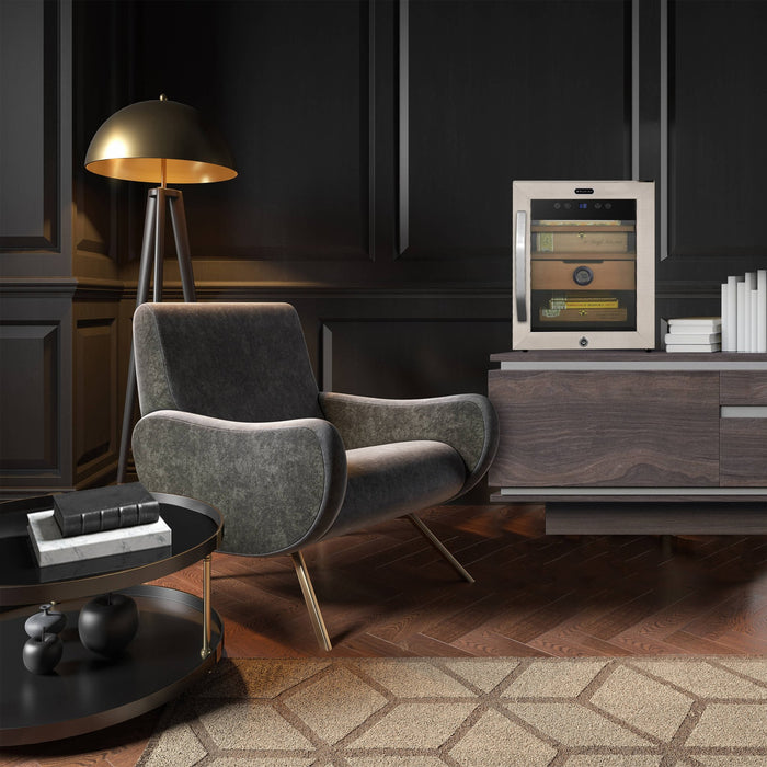 Whynter - 1.2 cu. ft. Stainless Steel Digital Control and Display Cigar Humidor with Spanish Cedar Shelves | CHC - 123DS - CulinaryProfis