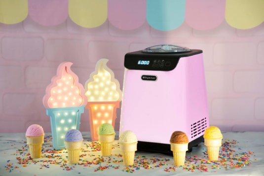 Whynter - 1.28 Quart Compact Upright Automatic Ice Cream Maker with Stainless Steel Bowl Limited Black Pink Edition | ICM - 128BPS - CulinaryProfis