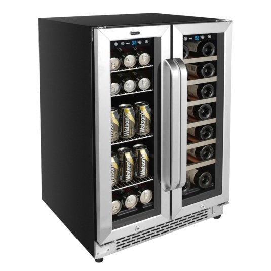 Whynter - 24 - inch Built - In French Door Dual Zone 20 Bottle Wine 60 Can Beverage Cooler | BWB - 2060FDS - CulinaryProfis