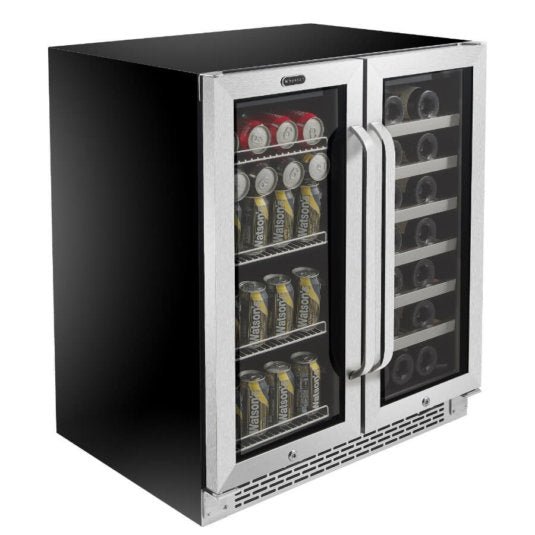 Whynter - 30 Built - In French Door Dual Zone 33 Bottle Wine Refrigerator 88 Can Beverage Center | BWB - 3388FDS - CulinaryProfis