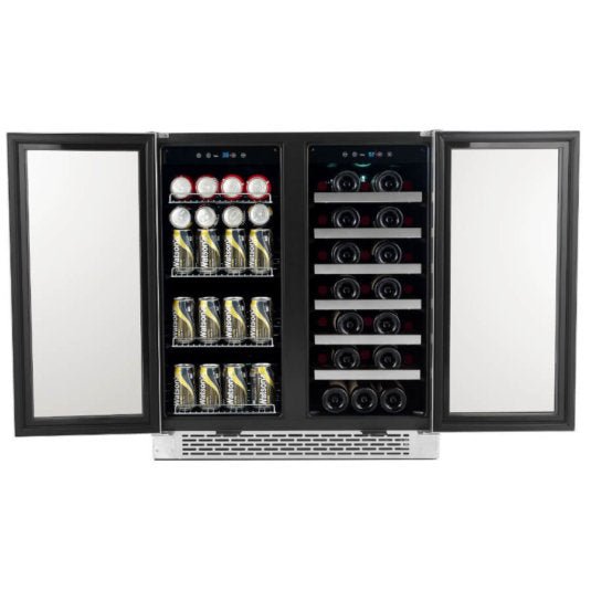 Whynter - 30 Built - In French Door Dual Zone 33 Bottle Wine Refrigerator 88 Can Beverage Center | BWB - 3388FDS - CulinaryProfis