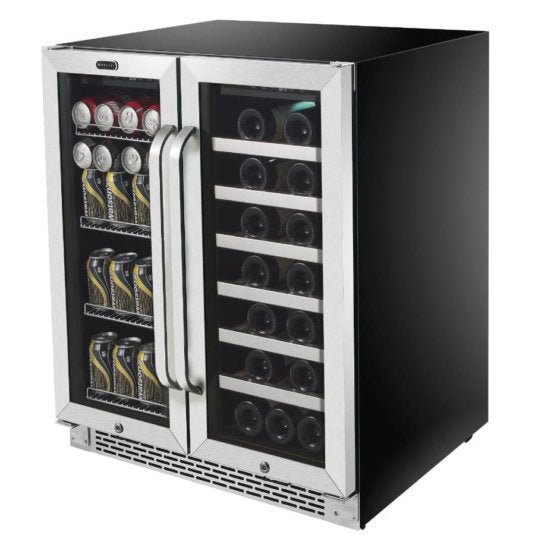 Whynter - 30 Built - In French Door Dual Zone 33 Bottle Wine Refrigerator 88 Can Beverage Center | BWB - 3388FDS - CulinaryProfis