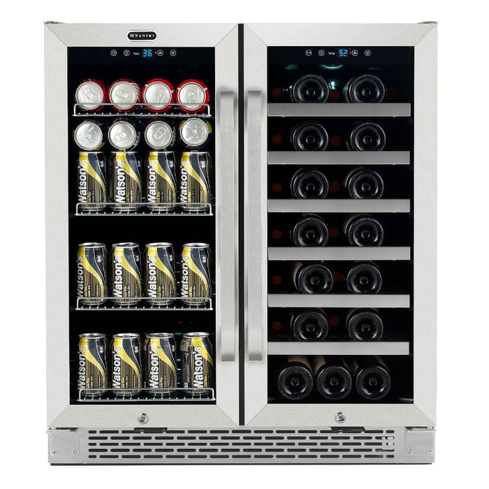 Whynter - 30 Built - In French Door Dual Zone 33 Bottle Wine Refrigerator 88 Can Beverage Center | BWB - 3388FDS - CulinaryProfis