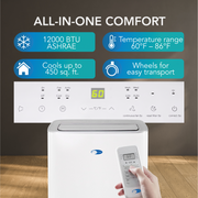 Whynter ARC-0850XP Portable Air Conditioner 12,000 BTU – WiFi, Dehumidifier | Cools Up to 450 sq. ft. Whynter
