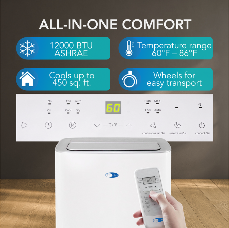 Whynter ARC-0850XP Portable Air Conditioner 12,000 BTU – WiFi, Dehumidifier | Cools Up to 450 sq. ft. Whynter
