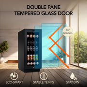 Whynter BBR-801BG 15” Built-In Beverage Refrigerator – 128 Can Black Glass Undercounter Fridge with Digital Control, Lock & LED Lighting Whynter
