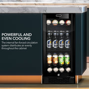 Whynter BBR-801BG 15” Built-In Beverage Refrigerator – 128 Can Black Glass Undercounter Fridge with Digital Control, Lock & LED Lighting Whynter