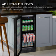 Whynter BBR-801BG 15” Built-In Beverage Refrigerator – 128 Can Black Glass Undercounter Fridge with Digital Control, Lock & LED Lighting Whynter