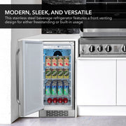 Whynter BOR-326FS 15” Built-In Indoor/Outdoor Beverage Refrigerator – 3.0 cu ft Stainless Steel Cooler, ENERGY STAR®, Reversible Door Whynter