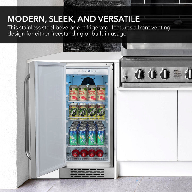 Whynter BOR-326FS 15” Built-In Indoor/Outdoor Beverage Refrigerator – 3.0 cu ft Stainless Steel Cooler, ENERGY STAR®, Reversible Door Whynter