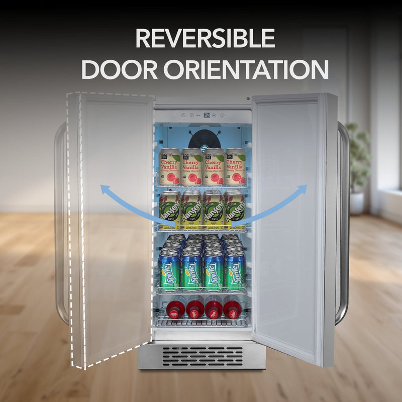 Whynter BOR-326FS 15” Built-In Indoor/Outdoor Beverage Refrigerator – 3.0 cu ft Stainless Steel Cooler, ENERGY STAR®, Reversible Door Whynter