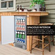 Whynter BOR-326FS 15” Built-In Indoor/Outdoor Beverage Refrigerator – 3.0 cu ft Stainless Steel Cooler, ENERGY STAR®, Reversible Door Whynter