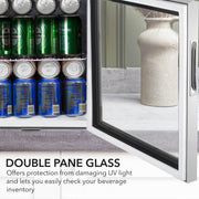 Whynter BR-062WS 68-Can Beverage Refrigerator Cooler with Lock, Glass Door & Stainless Steel Finish – 17” Freestanding Mini Fridge Whynter