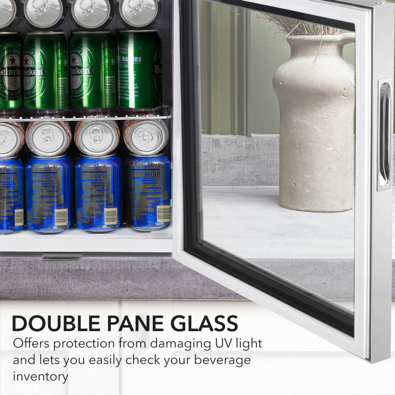 Whynter BR-062WS 68-Can Beverage Refrigerator Cooler with Lock, Glass Door & Stainless Steel Finish – 17” Freestanding Mini Fridge Whynter