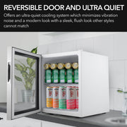 Whynter BR-062WS 68-Can Beverage Refrigerator Cooler with Lock, Glass Door & Stainless Steel Finish – 17” Freestanding Mini Fridge Whynter