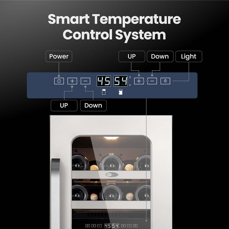 Whynter BSR-029DW 15” Built-In Dual Zone Wine Refrigerator – 29 Bottle Stainless Steel Undercounter Wine Fridge with Digital Control, Lock & UV Glass Whynter