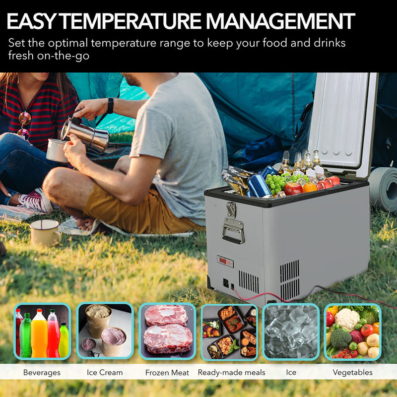 Whynter FM-452SG Elite 45 Quart Portable Freezer & Fridge – Dual Zone, 12V/24V DC & 110V AC, -8°F to 50°F, Wheeled Travel Cooler Whynter
