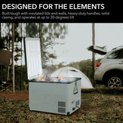 Whynter FM-452SG Elite 45 Quart Portable Freezer & Fridge – Dual Zone, 12V/24V DC & 110V AC, -8°F to 50°F, Wheeled Travel Cooler Whynter