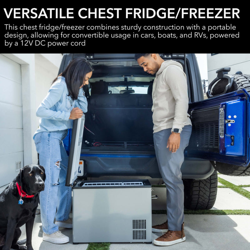 Whynter FM-452SG Elite 45 Quart Portable Freezer & Fridge – Dual Zone, 12V/24V DC & 110V AC, -8°F to 50°F, Wheeled Travel Cooler Whynter