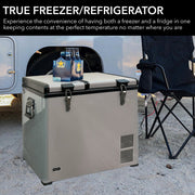 Whynter FM-901DZ 90 Quart Dual Zone Portable Fridge & Freezer – 12V/110V AC, Wheeled Travel Cooler, -8°F to 50°F Whynter