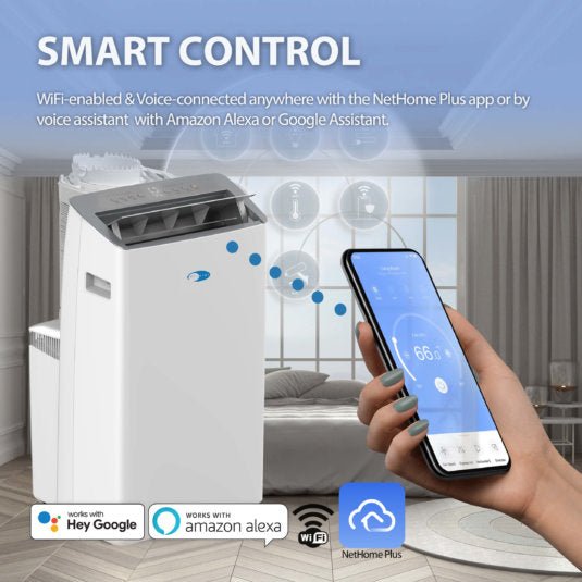 Whynter - ARC - 1030WN 12,000 BTU (10,000 BTU SACC) NEX Inverter Dual Hose Cooling Portable Air Conditioner, Dehumidifier, and Fan with Smart Wi - Fi, up to 500 sq ft in White | ARC - 1030WN - CulinaryProfis