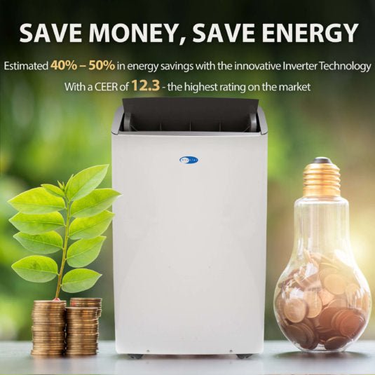 Whynter - ARC - 1230WN 14,000 BTU (12,000 BTU SACC) NEX Inverter Dual Hose Cooling Portable Air Conditioner, Dehumidifier, and Fan with Smart Wi - Fi, up to 600 sq ft in White | ARC - 1230WN - CulinaryProfis