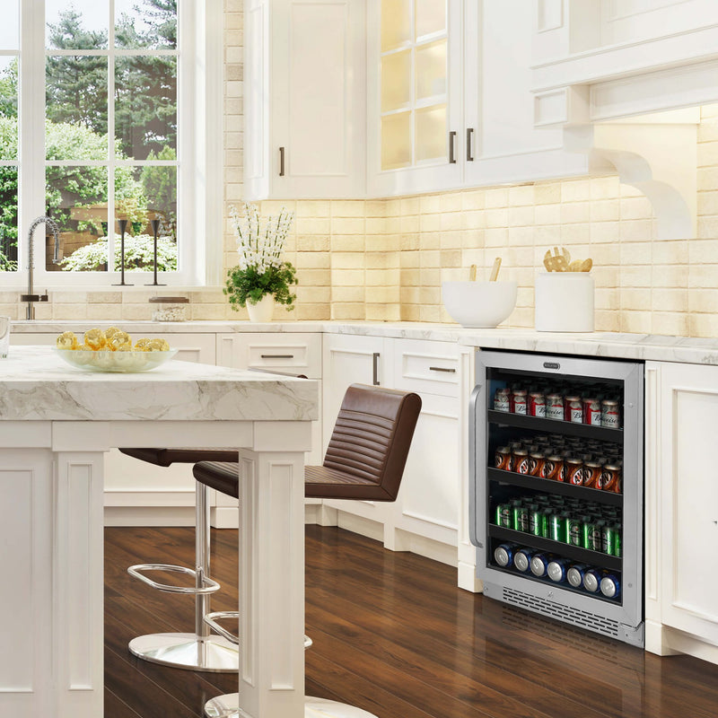 Whynter - BBR - 148SB 24 inch Built - In 140 Can Undercounter Stainless Steel Beverage Refrigerator with Reversible Door, Digital Control, Lock and Carbon Filter | BBR - 148SB - CulinaryProfis