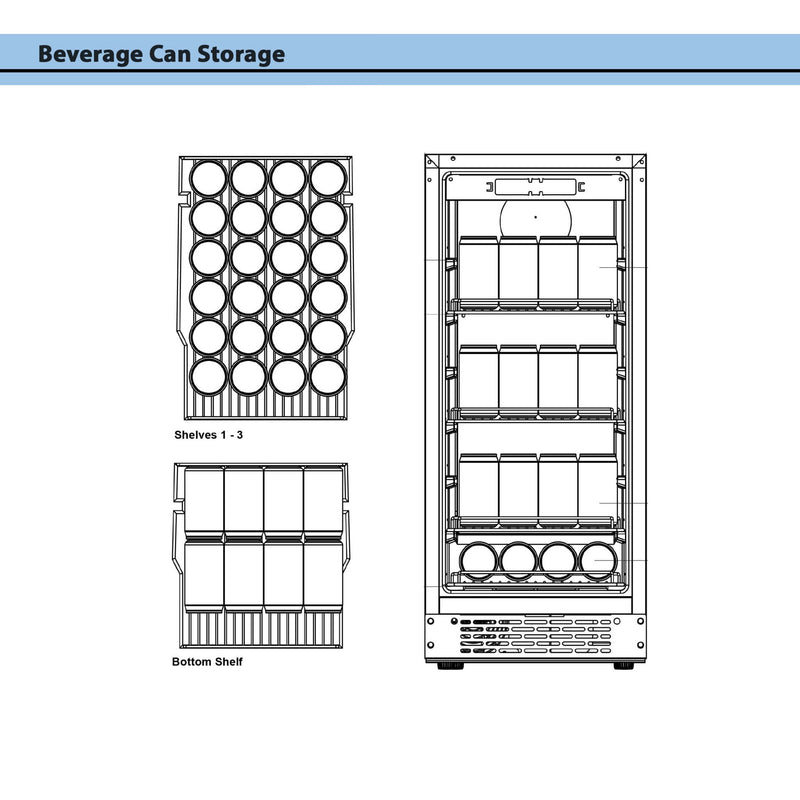 Whynter - Built - in Black Glass 80 - can capacity 3.4 cu ft. Beverage Refrigerator | BBR - 801BG - CulinaryProfis