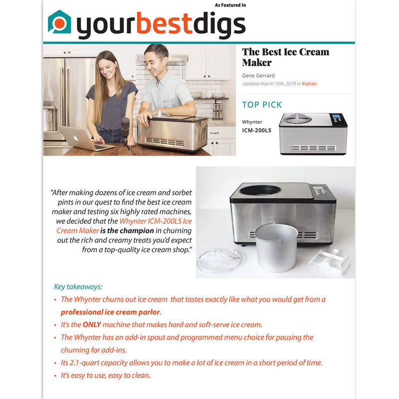 Whynter - Ice Cream Maker - Stainless Steel | ICM - 200LS - CulinaryProfis