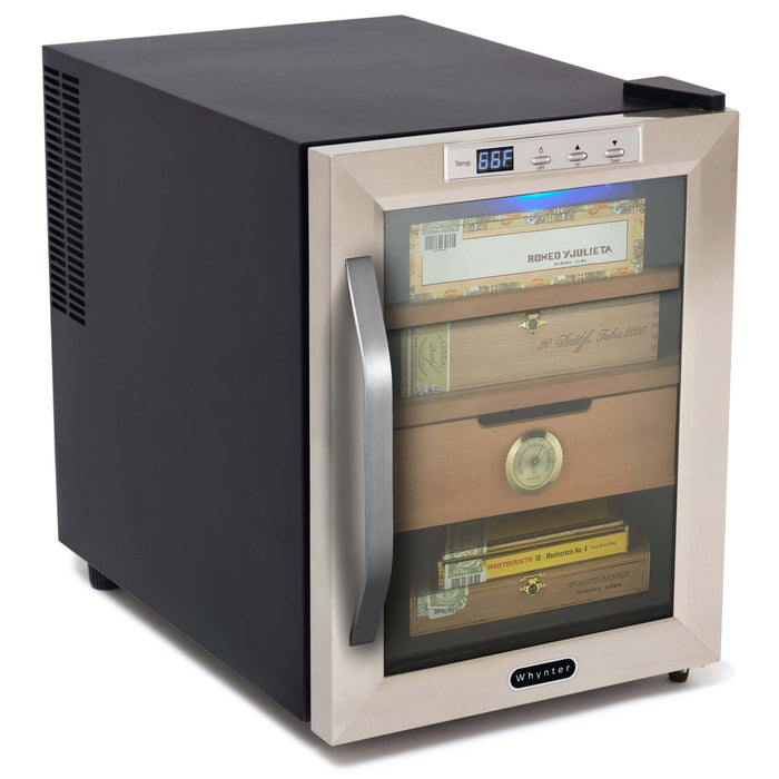 Whynter - Stainless Steel 1.2 cu. ft. Cigar Cooler Humidor | CHC - 120S - CulinaryProfis