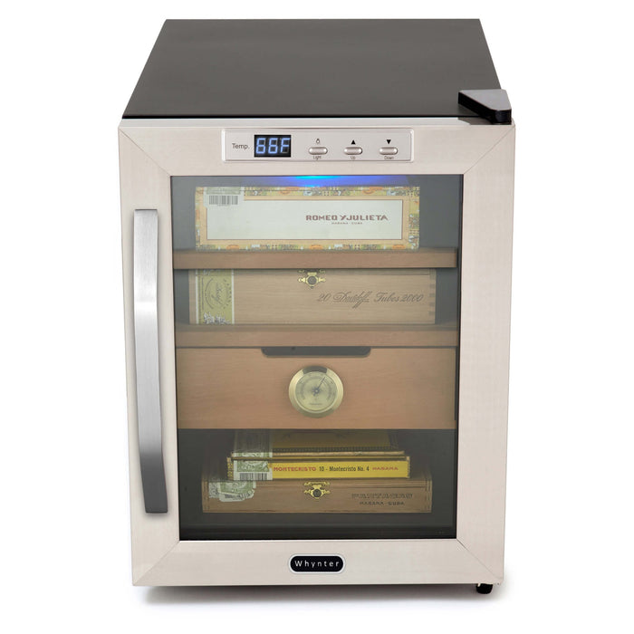 Whynter - Stainless Steel 1.2 cu. ft. Cigar Cooler Humidor | CHC - 120S - CulinaryProfis