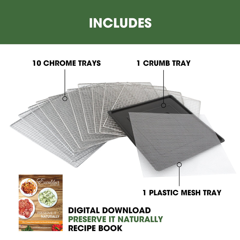 Excalibur 10 Tray Select Digital Dehydrator, in Stainless Steel Excalibur